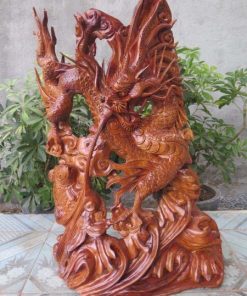tượng cá chép gỗ hương2
